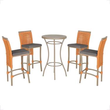 Imagem de Mesa Bistro E 4 Banquetas Roma Fendi Corda Náutica 11 Terra Cota