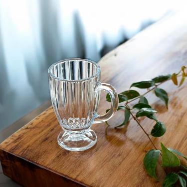 Imagem de Conjunto de Taças para Cappuccino Classic 4 Peças para Servir Bebidas em Vidro com Alça Ergonômica Transparente Wolff