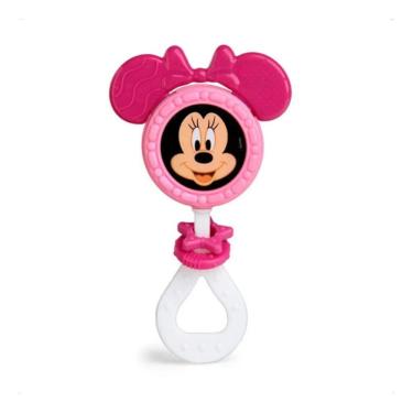 Imagem de Chocalho E Mordedor Minnie Disney Rosa Bebê Meninas Elka Ros Rosa