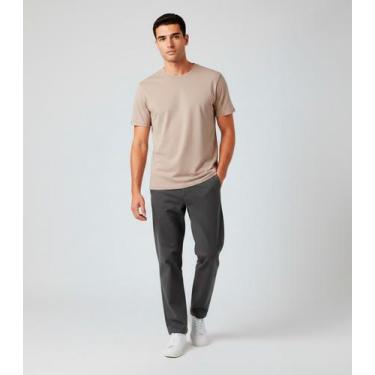 Imagem de Camiseta Masculina Básica Com Gola Redonda Rovitex Marrom, GG, Marrom