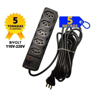 Imagem de Filtro de Linha Régua 3, 4, 5 e 6 Tomadas Cabo PP 3 Metros e 5 Metros 