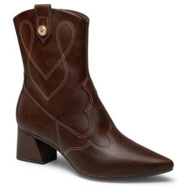 Imagem de Bota Cano Baixo Mississipi J1063 Feminina - Marrom Escuro-Feminino