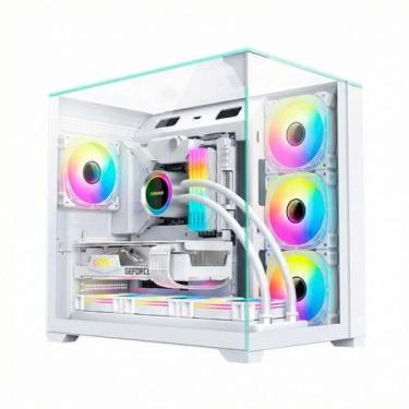 Imagem de Gabinete Gamer Aquário K-Mex CG-W1FD - Vidro Temperado - ATX - Branco 