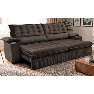 Imagem de Sofá Retrátil e Reclinável 2,60m Molas Ensacadas Dream. Velusoft Cama inBox