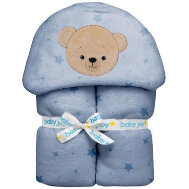 Imagem de Manta Microfibra para Bebê 85 cm x 1,00 m Baby Joy, Urso Estrela Azul