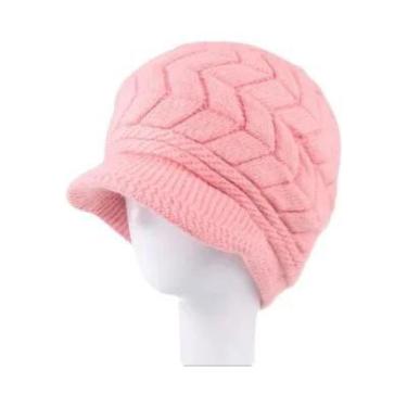 Imagem de Gorro Feminino De Inverno Com Forro De Pelúcia Quente, Chapéu De Malha