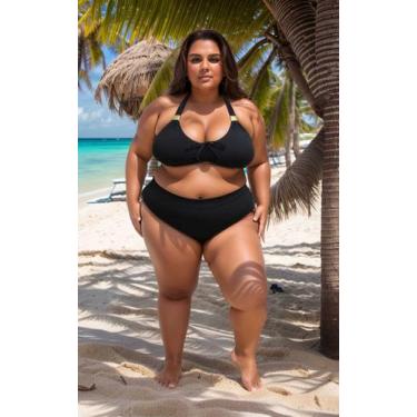 Imagem de Biquini plus size praia FIVELA Sunquini Hotpants lycra bojo removível 
