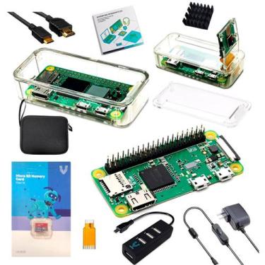 Imagem de Kit Raspberry Pi Zero Completo Case Transparente Pi Zero Vilros