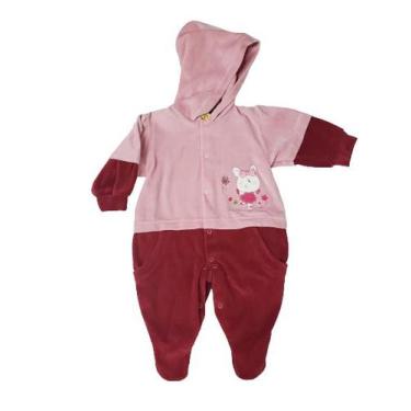 Imagem de Macacão bebê longo em plush com capuz creep baby tam m, M, Vermelho