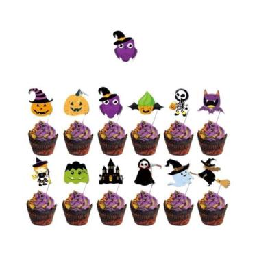 Imagem de Toppers De Cupcake De Halloween Em Formato De Lápide E Cemitério, 12 P