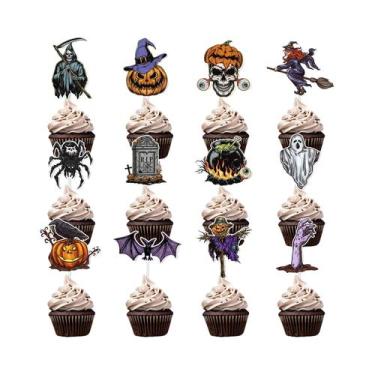 Imagem de Toppers De Cupcake De Halloween Em Formato De Lápide E Cemitério, 12 P