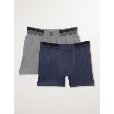 Imagem de Kit 02 Cuecas Boxer Infantil Para Menino - Azul marinho/Cinza - Kids C