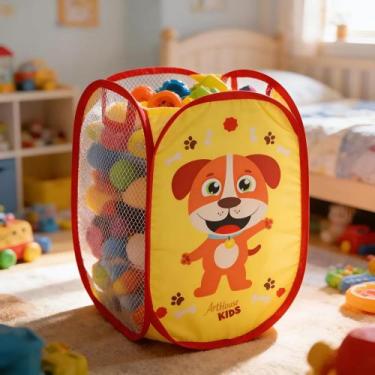 Imagem de Cesto Infantil Dobrável Telado  Organizador de Brinquedos e Roupas  Mu