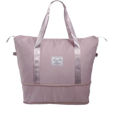 Imagem de Bolsa Viagem Feminina Dobrável Grande Academia Leve Oxford Compartimen