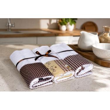 Imagem de Kit Pano de Pratos Tea Time 3 Peças Algodão Branco Estampado Cozinha 7