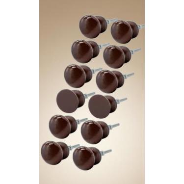 Imagem de Kit 10 Puxadores Redondos Madeira Mogno 3,5cm - Congratulations Store