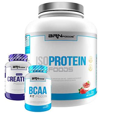 Imagem de Kit IsoProtein Foods 2kg Morango + BCAA 100g Tan + Creatine Foods 100g – BRNFOODS