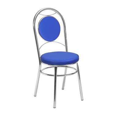 Imagem de Kit 2 Cadeiras Cromadas CC10 de Metal e Assento Espuma D15 Treparoni - Azul