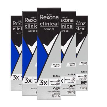 Imagem de Kit Com 5 Desodorante Aerosol Rexona Clinical Proteção 150Ml