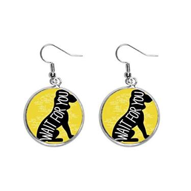 Imagem de Brinco de prata com silhueta de animal de cachorro preto com pingente de orelha natural joia feminina