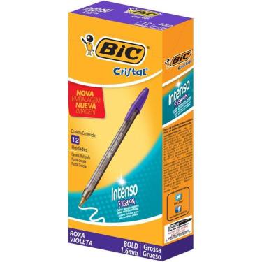 Imagem de Caneta Esferografica Cristal Bold Fashion Roxa Bic Cx/12