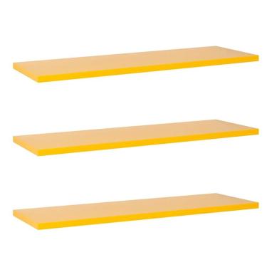 Imagem de Kit Com 3 Prateleiras 60 X 15cm Suporte Invisivel Cor Amarelo