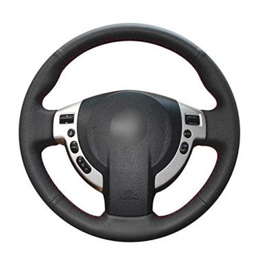 Imagem de DYBANP Capa de volante, para Nissan Qashqai 2007-2013 / Rogue/X-Trail 2008-2013, capa de volante de couro preto DIY