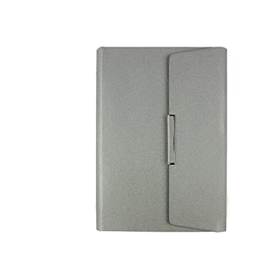 Imagem de Caderno espiral de couro A5 com capa dura organizador 6 pastas para escritório papelaria de escritório bloco de notas caderno, cinza, 1 peça
