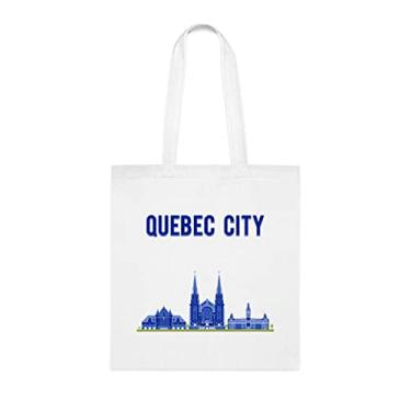 Imagem de Sacola da cidade de Quebec, presente da cidade de Quebec, bolsa de ombro da cidade de Quebec, sacolas reutilizáveis da cidade de Quebec, ideia de presente de cesta de Natal de aniversário, presente para ela, presente para ele, bolsa feminina, Branco