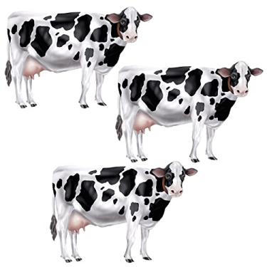 Imagem de Beistle 3 peças de vacas de papel articuladas para decorações ocidentais com tema de fazenda, 87,5 cm, preto/branco/rosa