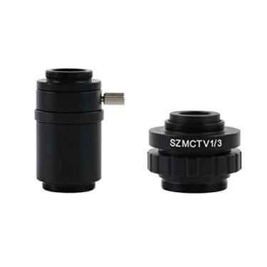 Imagem de Adaptador de microscópio 0,5 x 0,35 x 1 lente de montagem C SZM 1/2 1/3 adaptador CTV para acessórios de microscópio de microscópio estéreo trinocular (cor: SZM 1-3 e 1X)