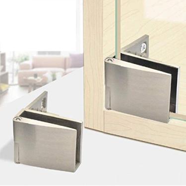 Imagem de QIAO 1 par/Dobradiça de porta de vidro sem moldura, armário de vinhos, armário de exibição embutido lateral para porta de vidro, níquel escovado