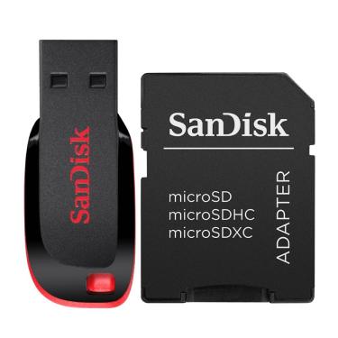 Imagem de Pen Drive 32GB Cruzer Blade USB 2.0 Sandisk e adapt