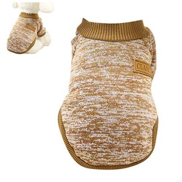 Imagem de Yajun Suéter quente de inverno para cães filhotes de gatos roupas clássicas roupas macias para cães pequenos PP-G casaco quente espessamento macio, cáqui, PP