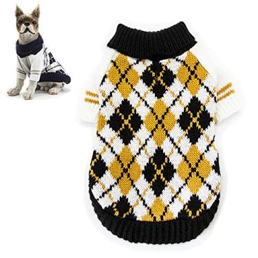 Imagem de Yajun Suéter de inverno para animais de estimação de malha quente moda roupas para cães outono casa roupa macia para cães casaco design elegante suéter confortável, amarelo, PP