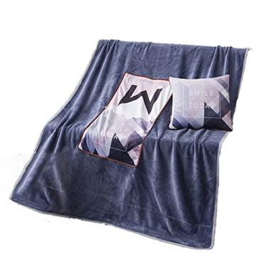 Imagem de Yajun Almofadas cobertores para avião lã macia patchwork ar condicionado colcha escritório sofá cadeira carro tapete de soneca rosa, 35 * 35 cm