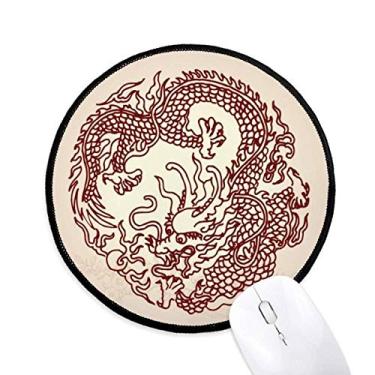 Imagem de DIYthinker Mouse pad retrato animal dragão chinês desktop escritório tapete redondo para computador