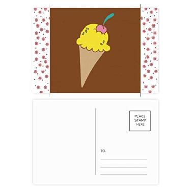 Imagem de Cartão postal de cereja amarela com estampa de sorvete doce de Natal, celebração de flores de Natal cartão postal de correspondência de bênção