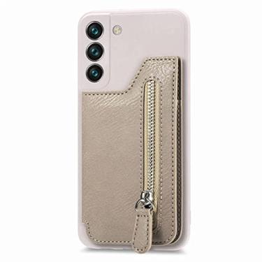Imagem de Bolsa de couro para cartões de carteira com zíper para Samsung Galaxy S22 Ultra S21 S20 FE Note 20 A73 A53 A52 A23 A33 A32 estojo de cartão cáqui para Galaxy A33 5G