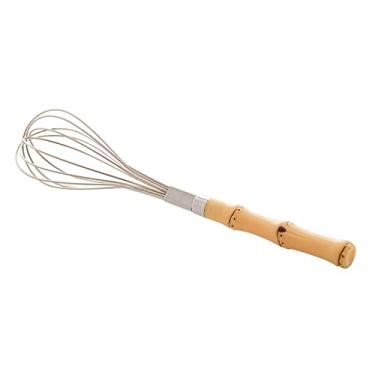 Imagem de BATEDOR DE OVOS DE AÇO INOX C/CABO DE PLÁSTICO BAMBU NATURAL 23,5cm