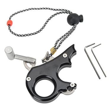 Imagem de Auxiliares de Liberação de Arco para Arco e Flecha, Usinagem CNC Liga de Alumínio Lisa Acabamento Fino Gatilho de Liberação de Arco Composto Ergonômico de 3 Dedos para Mãos Direitas Esquerdas (Preto)