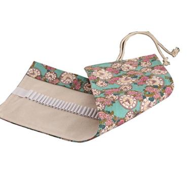 Imagem de ELonglin Estojo de lápis de lona com 48 buracos para viagem, desenho, artista, lápis, estojo, estojo de lápis colorido portátil para guardar lápis, bolsa de armazenamento, relógio