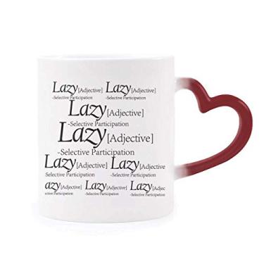 Imagem de Caneca de grés significado de preguiça com citação divertida sensível ao calor vermelha que muda de cor