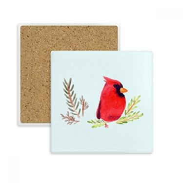 Imagem de Porta-copos de pássaro Magpie vermelho quadrado tapete para caneca subplaca suporte isolante pedra