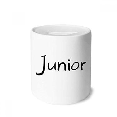 Imagem de DIYthinker Caixa de moedas preta com palavras únicas júnior porta-moedas de cerâmica presente de cofrinho