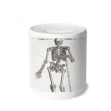 Imagem de DIYthinker Decoração de esqueleto humano, caixa de dinheiro, caixa de cerâmica para presente de cofrinho