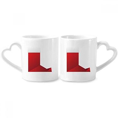 Imagem de Conjunto de canecas de porcelana para casal com estampa de origami abstrata de Natal