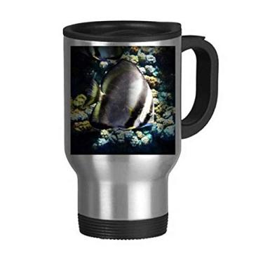 Imagem de Caneca de viagem com imagem natural de corais de peixe oceano com tampa flip em aço inoxidável copo de carro copo térmico