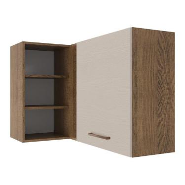 Imagem de Armário Aéreo de Canto 1 Porta para linha de 60 cm de profundidade Rustic/Crema Agata Madesa