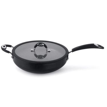 Imagem de Frigideira Wok Dom Preta 30 Cm 5,2 L Em Alumínio Com Revestimento Interno Antiaderente